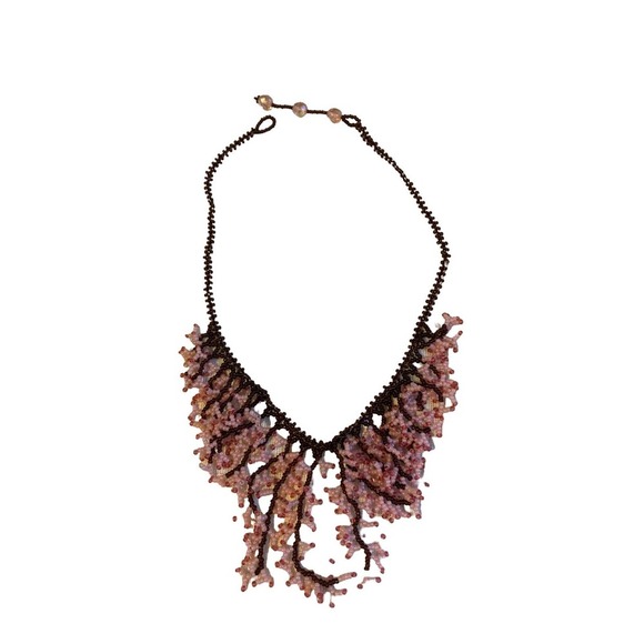 Mauve and Pink Beaded Necklace - Picture 2 of 3